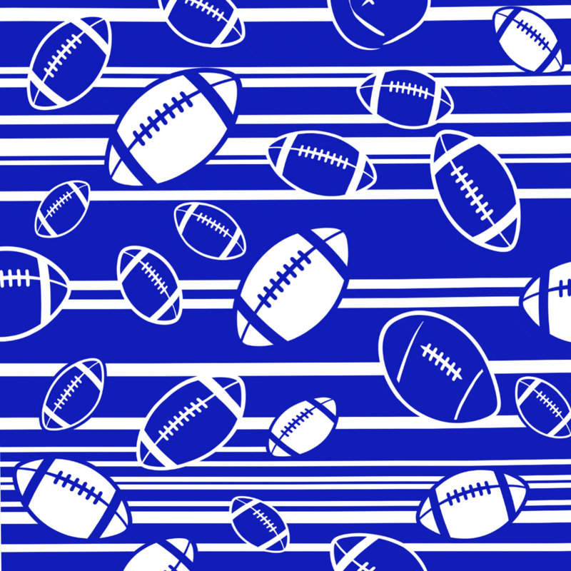 Rideaux de douche Football, L 70 po x H 93 po, Moyen bleu blanc