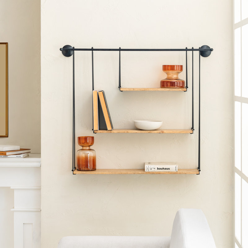 Woburn 3 Piece Square Floating Shelf, Black