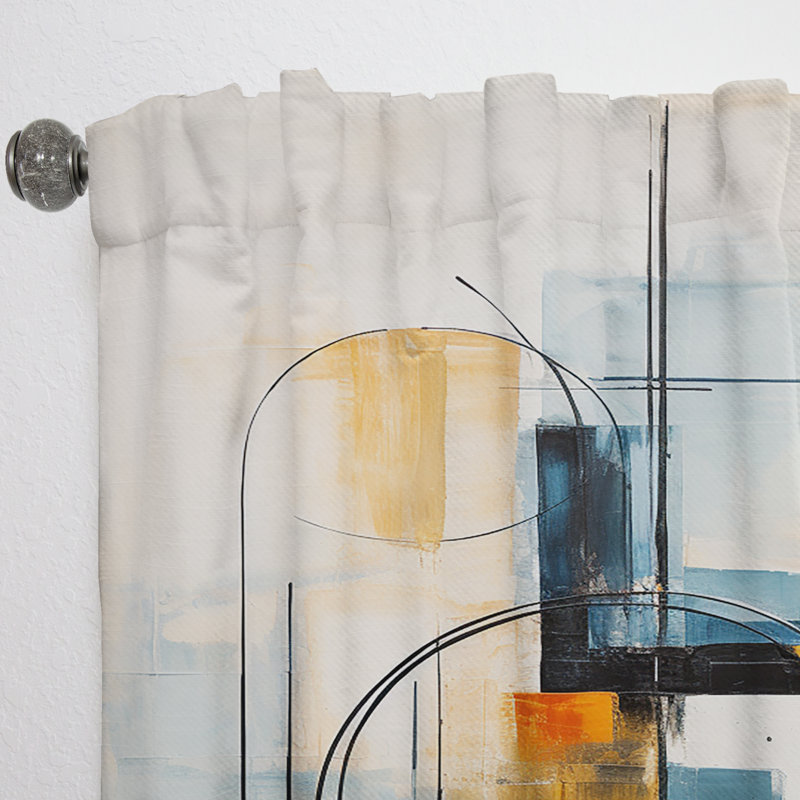 Truffi - Rideau obscurcissant abstrait Mid-Century - 1 panneau, L 52 po x L 84 po