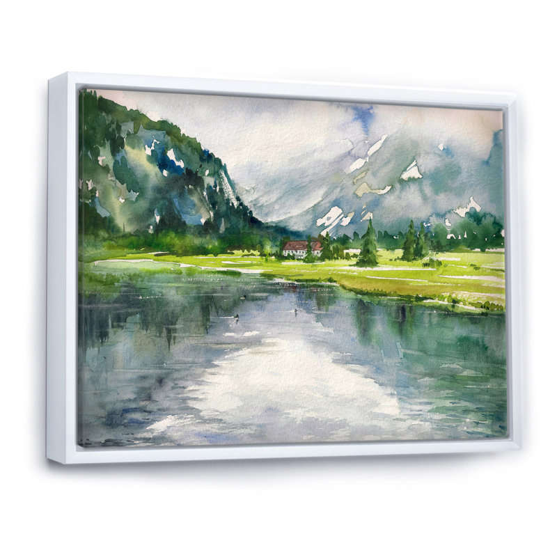 Paysage, art mural sur toile, rivière d'été, reproduction d'art - Paysage d'été avec rivière, H 24 po x l 32 po