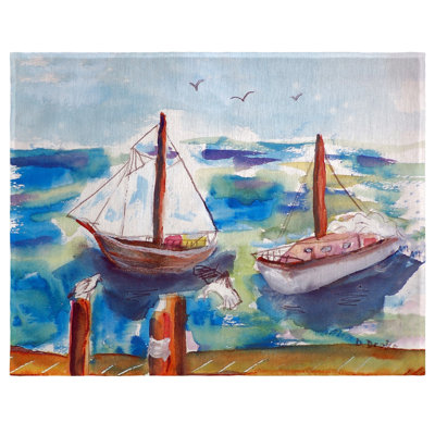 Two Sailboats Polyester Nautical Rectangle Placemat