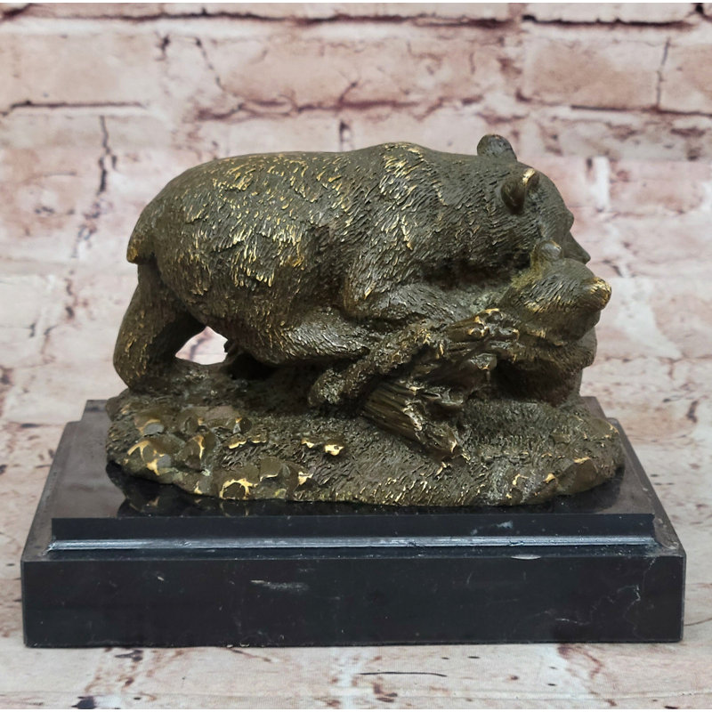 Sculpture bronze avec ours et bronze