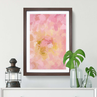 Pink Dahlia Flower Abstract Art - Framed Print