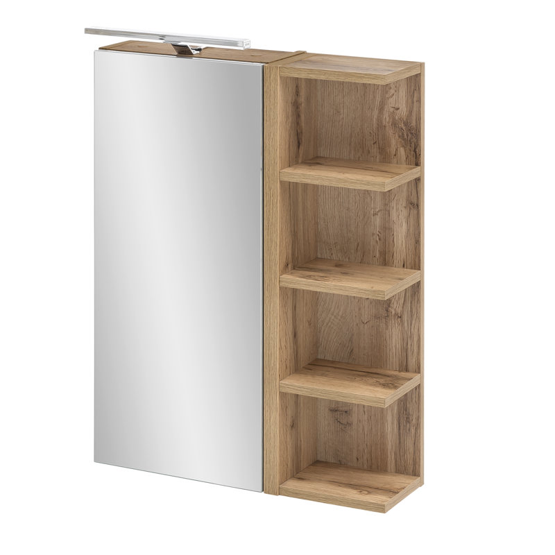 Matteo Surface Mirrored Bathroom Cabinets with Mirror and 7, Light brown