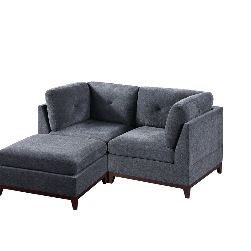 Bois de frêne modulaire - 3 pièces avec tissu en chenille chaud et base en bois dans un cadre robuste envoûtant