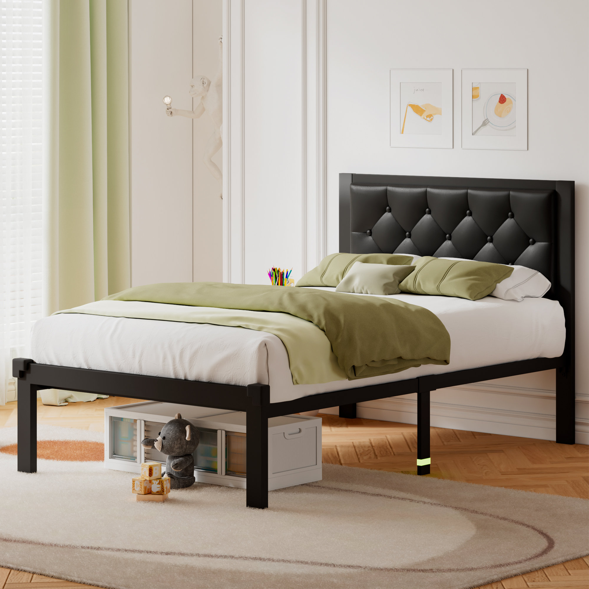 Ebern Designs Upholstered Metal Bed Wayfair
