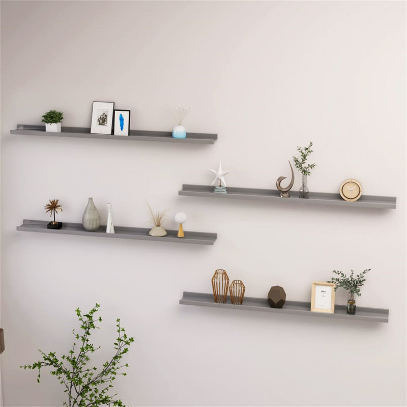 Burnettsville 4 Piece Picture Ledge Wall Shelf, 3cm H x 100cm W x 9cm D, Grey
