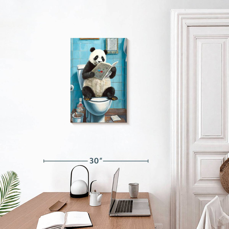Ketti Panda On A Toilet, 24" H x 16" W
