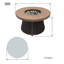 Table de foyer d'extérieur ronde au gaz 42 po - Base en aluminium et base en rotin