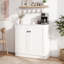 Buffet 32 "avec tablette réglable et portes à fermeture douce, meuble télé de style campagne moderne, armoire de rangement blanche