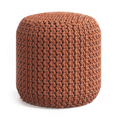 Wynne - Round Knitted Outdoor / Indoor Pouf - Orange