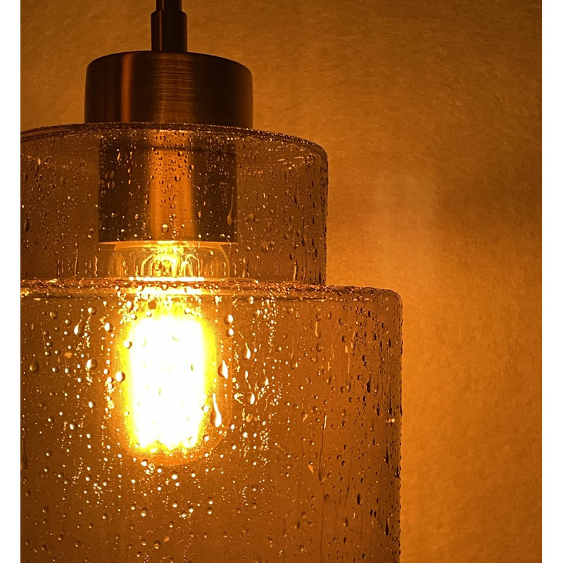  Luminaire suspendu pour îlot de cuisine moderne 1 lumière avec verre ensemencé 1 lumière