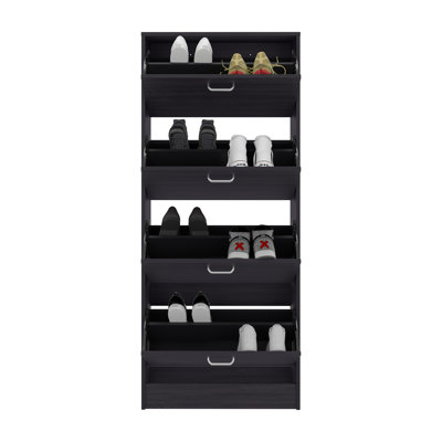 FM FURNITURE INOLA Vertical Shoe Cabinet with Doors for Home Organization, WENGUE