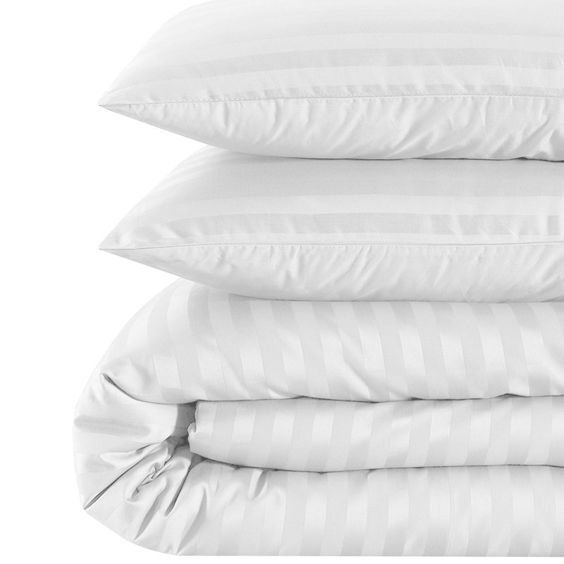 Florane Microfibre 250 TC Reversible Modern & Contemporary Stripe Duvet Cover Set with Pillow, White
