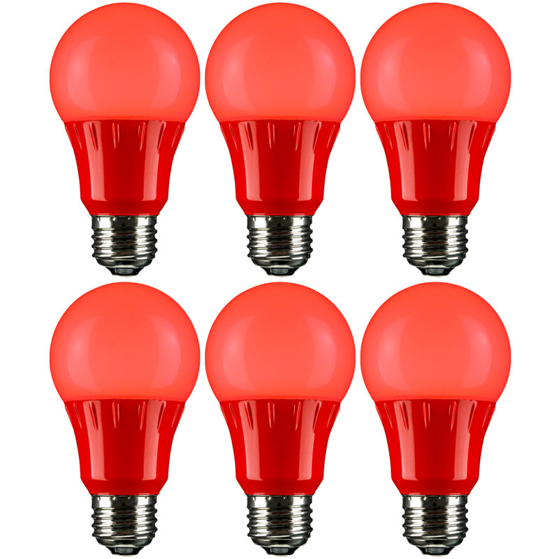 3 ampoules DEL DEL A19 à culot moyen, rouge, lot de 6