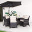 Ensemble repas pour patio en osier pour 6 personnes avec table rectangulaire Edford, coussins inclus