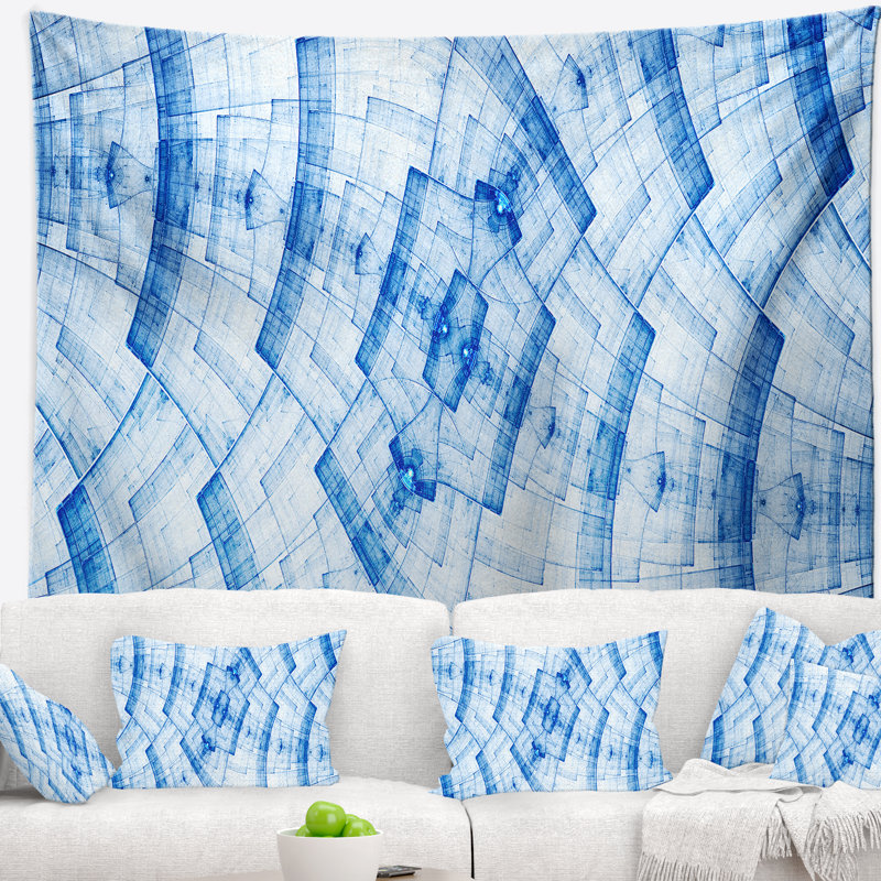 Tapisserie abstraite bleu clair, H 50 po x l 60 po