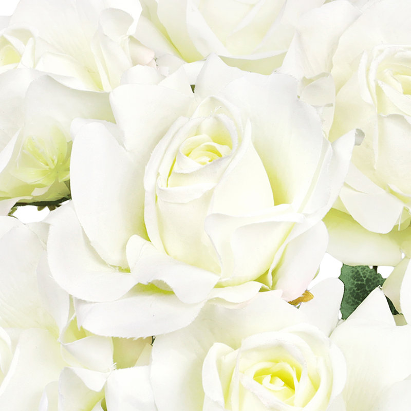 Bouquet de tiges de roses artificielles gardénia, Blanc, crème