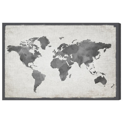Mapamundi gris - impression sur toile