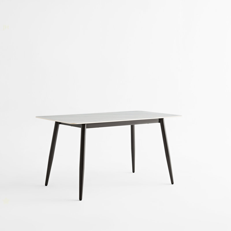 Grande table de salle à manger moderne en pierre avec base métallique solide