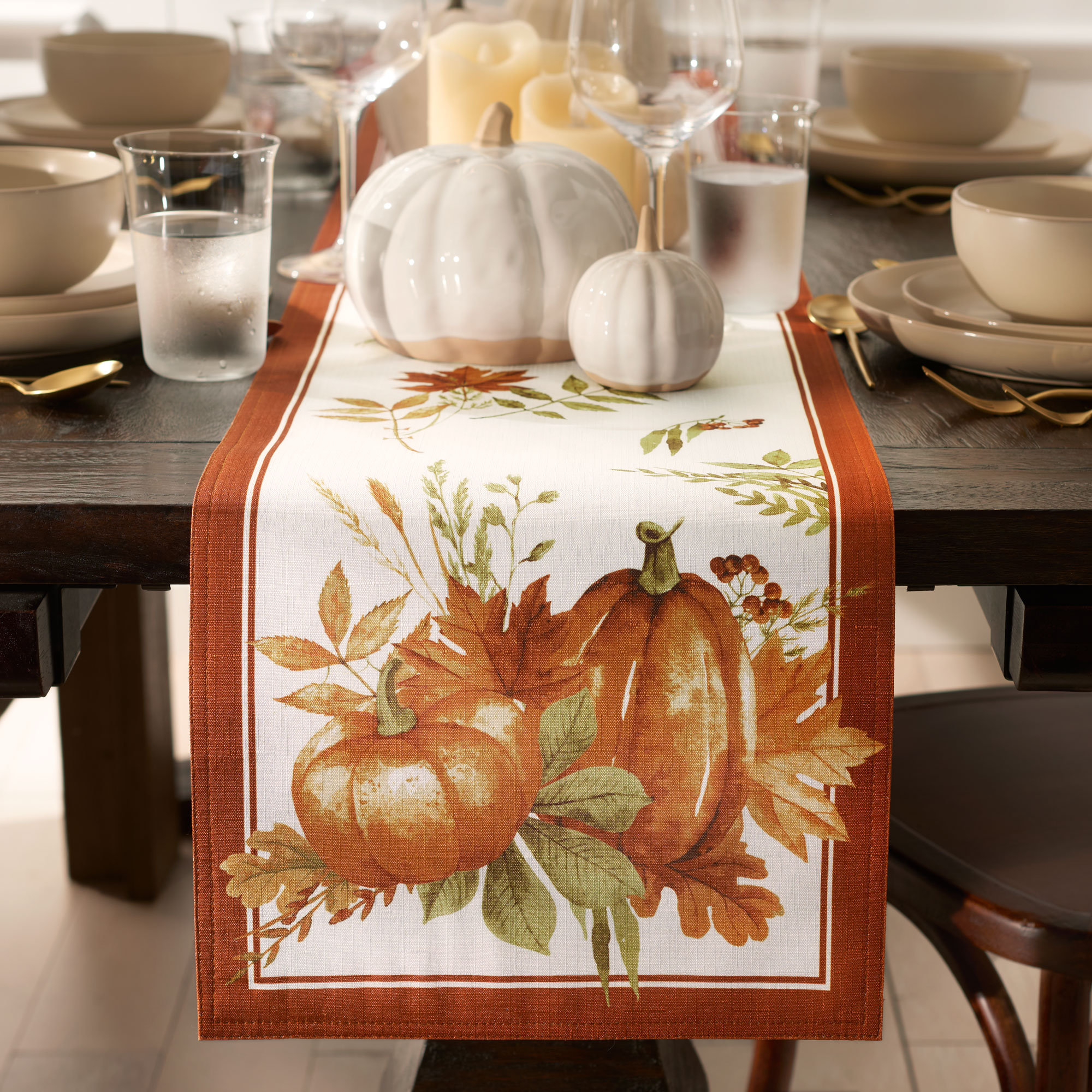 August Grove® Slayton Autumn Pumpkin Grove Table Runner & Reviews Wayfair