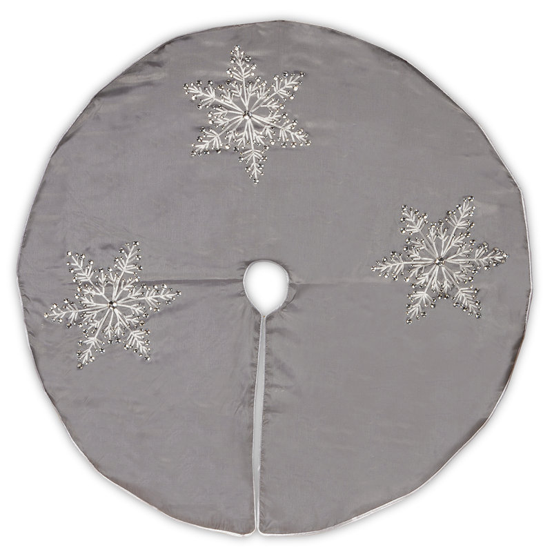 42" Silver Gray Polyester Snowflake Tree Skirt