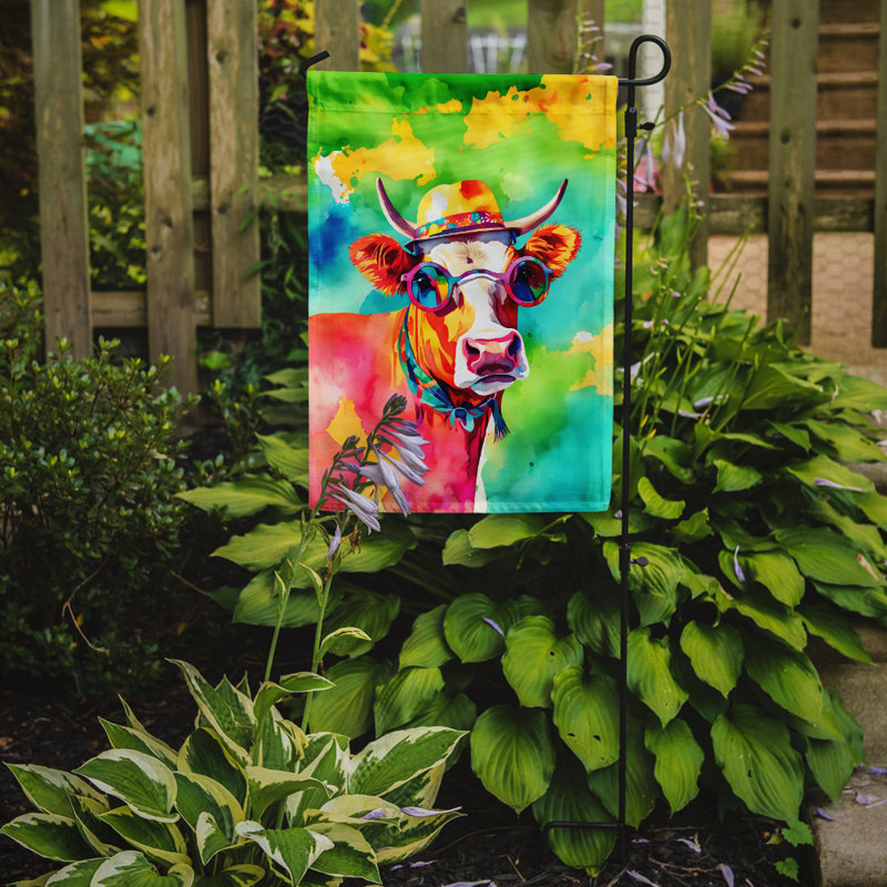 Drapeau de jardin de vache hippie Malvi