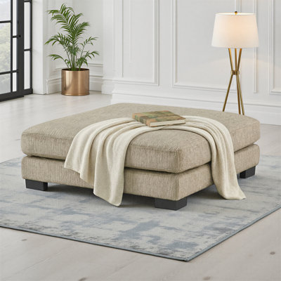 Tinashe 45" Modern & Contemporary Modular Sectional Unit Ottoman With Textured Microfiber Upholstery, Exposed Faux Wood Feet & Superior Foam Over Pocket Coils Comfort