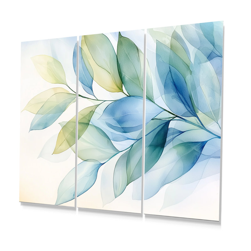 «Minimalist Green Botanical Plants II - Leaves», ensemble de reproduction d'art mural, H 40 po x l 60 po, Ne s’applique pas