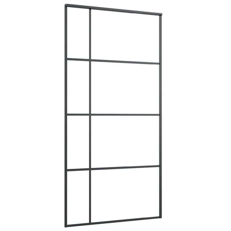 Jamarie Glass and Aluminium Barn Doors, Black, 205cm H x 102.5cm W x 5cm D