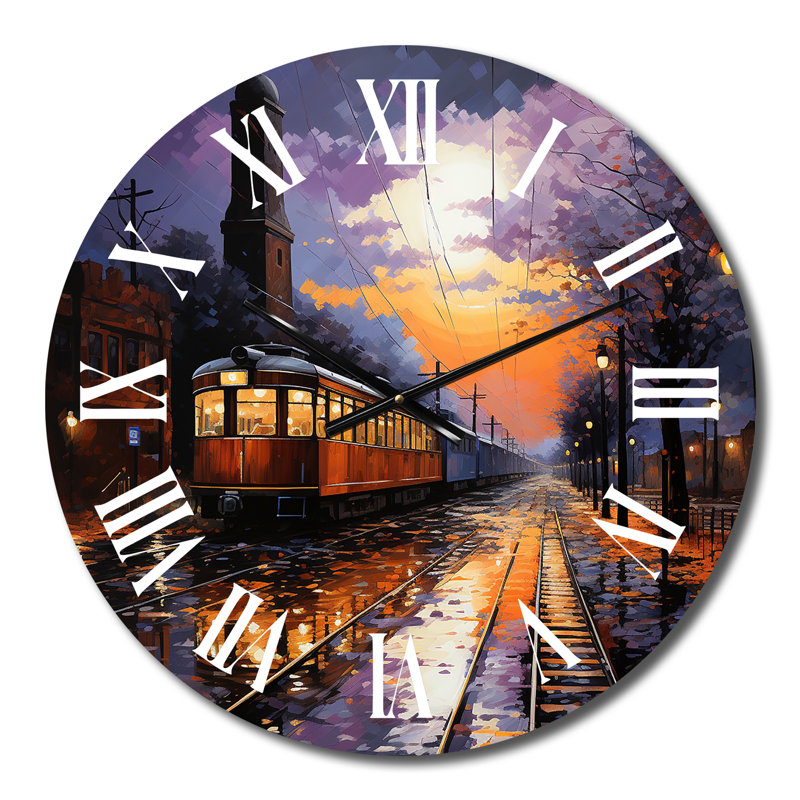 Horloge murale Train Industrial Elegance Pointillism I, Petit