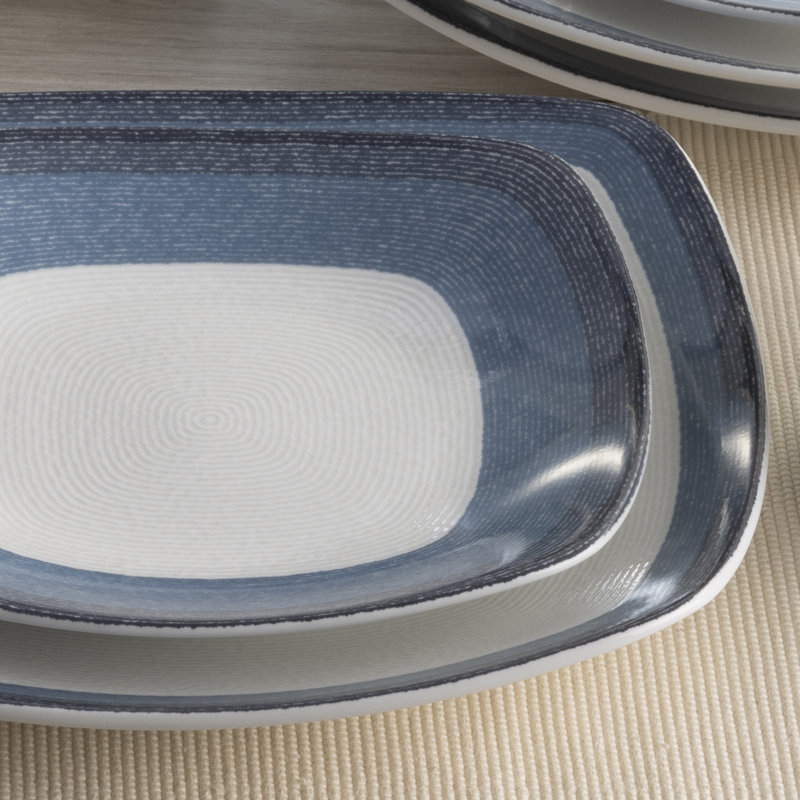 Service de table carré 12 pièces Noritake Colorscapes Layers, service pour 4, Bleu marine