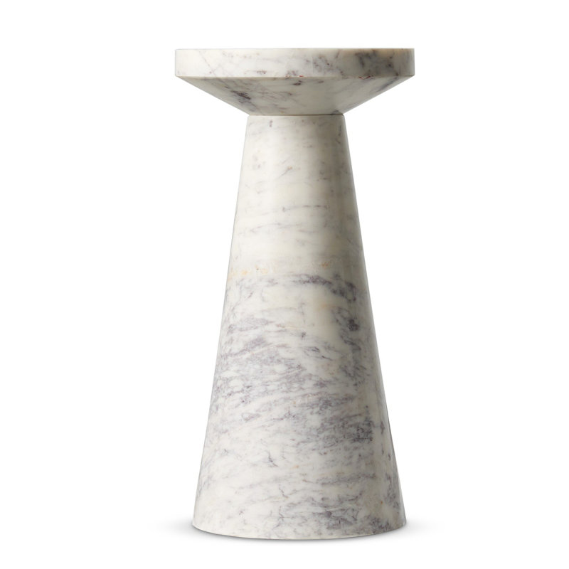 Mabel Nesting End Table-Short-Veined White Marble, 20.5" H x 10" W x 10" D