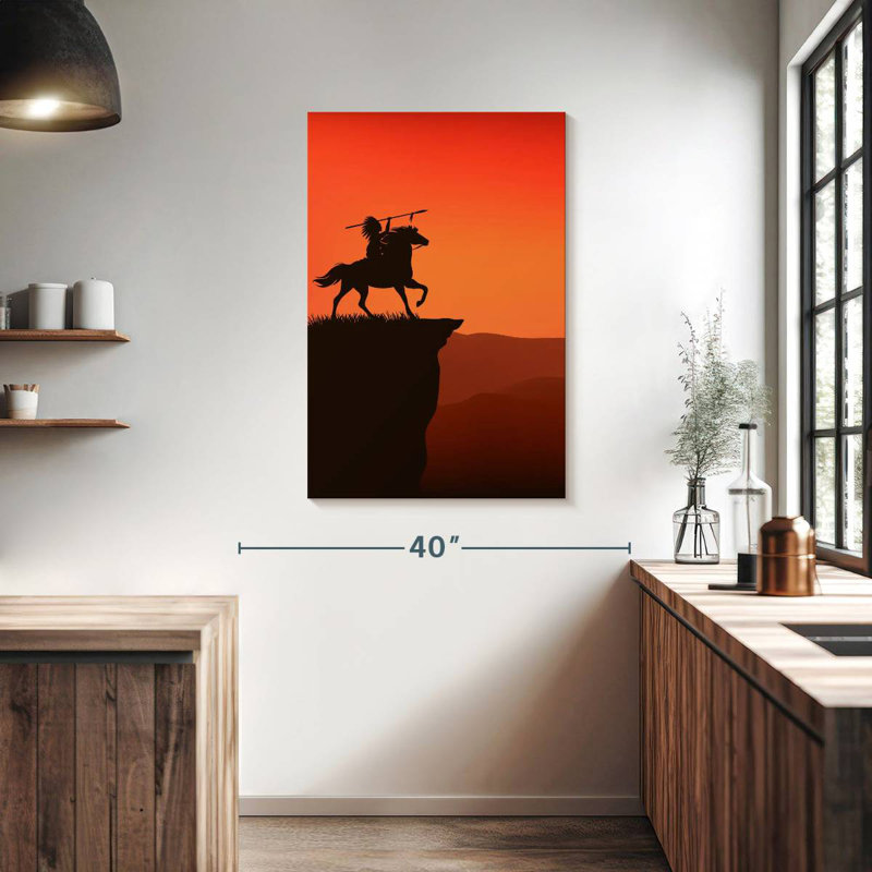 Indian Warrior Sunset, 39" H x 26" W