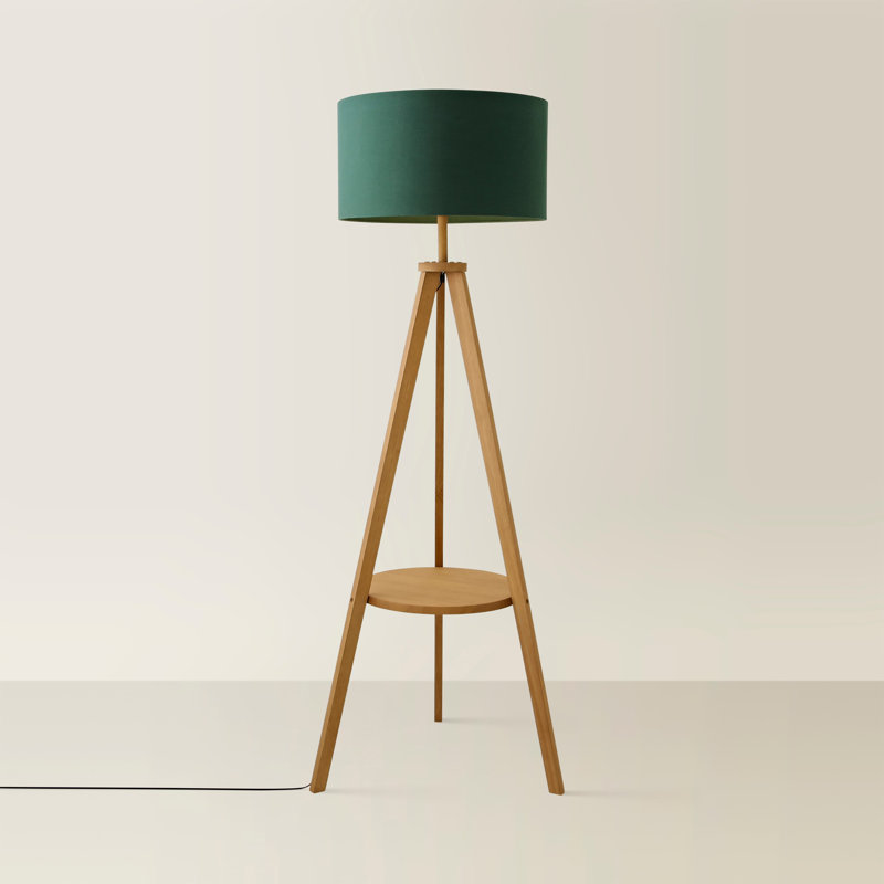 148cm Satin Tripod Floor Lamp, Green, No
