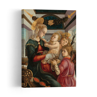 Vierge à l'Enfant avec des anges, 1465-1470, estampe d'art mural abstraite contemporaine