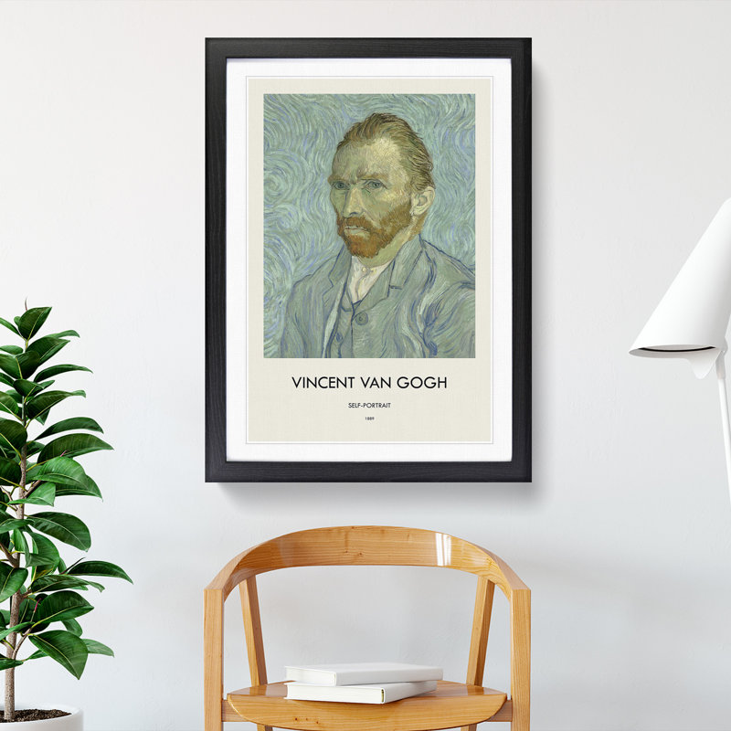 Self Portrait Vol.7 by Vincent Van Gogh - Picture Frame Painting, 65cm H x 48cm W x 2cm D, Black