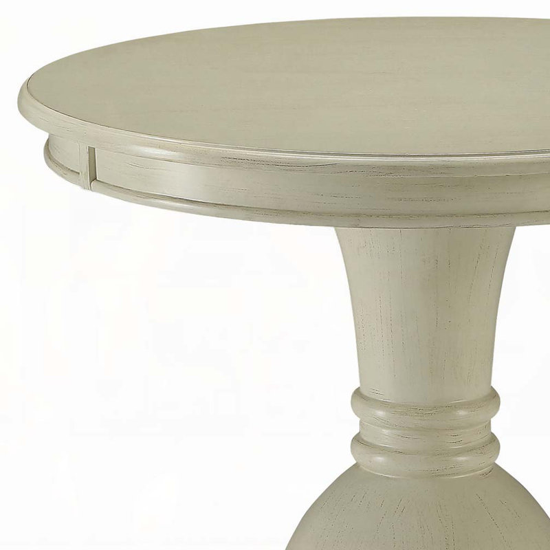 Table d'appoint blanc antique avec base piédestal