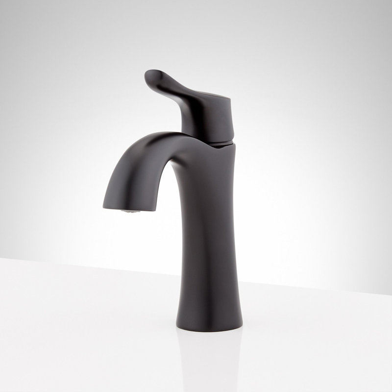 Robinet de salle de bain monotrou 1,2 GPM avec poignée levier en métal et bonde escamotable Provincial Town, Noir mat