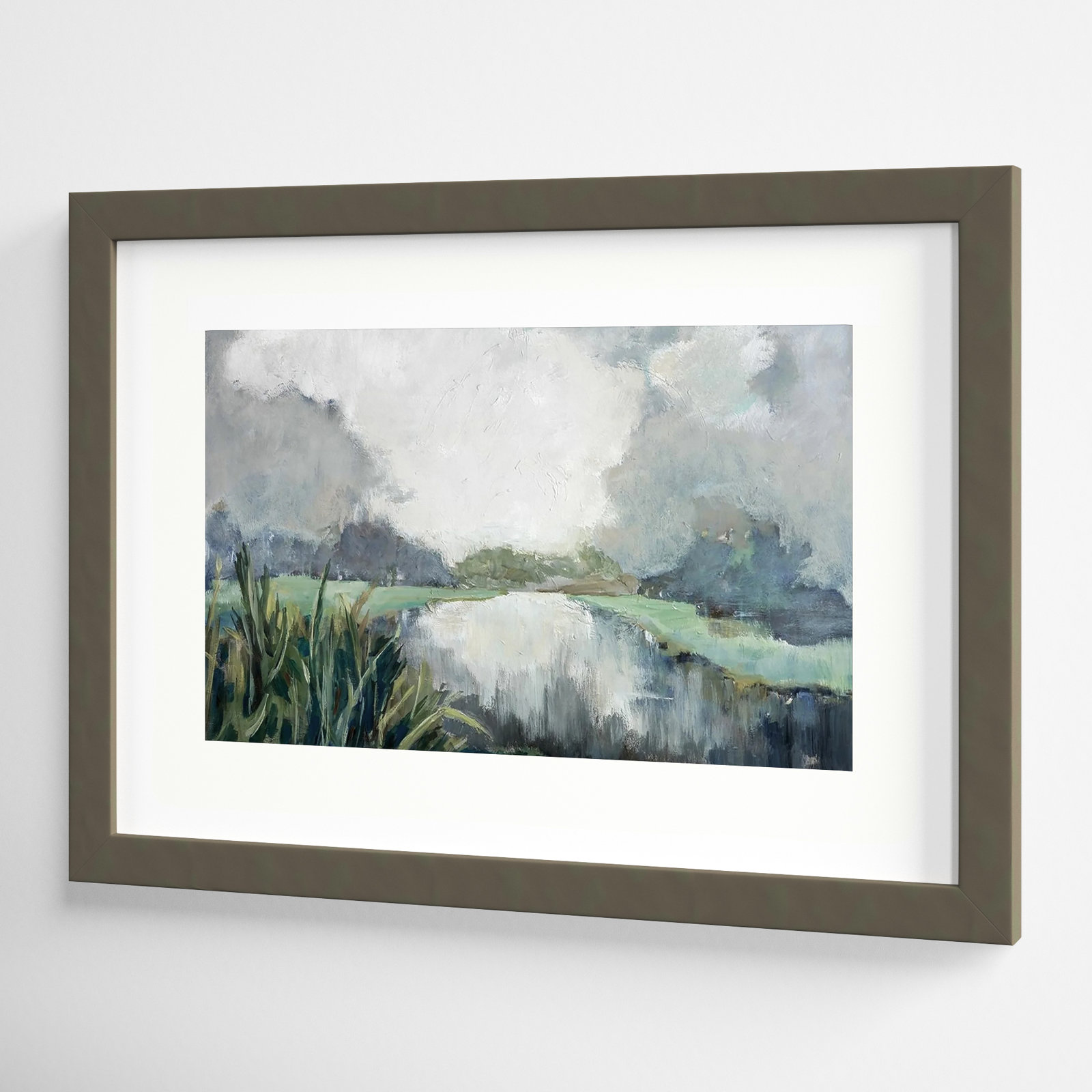 River Passage Painting by Mary Parker Buckley, 13" H x 18" W, Framed Print, Gray