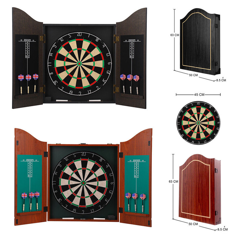 Dartboard Cabinet Set with Scoreboard & Dart Storage,Standard Size, Black