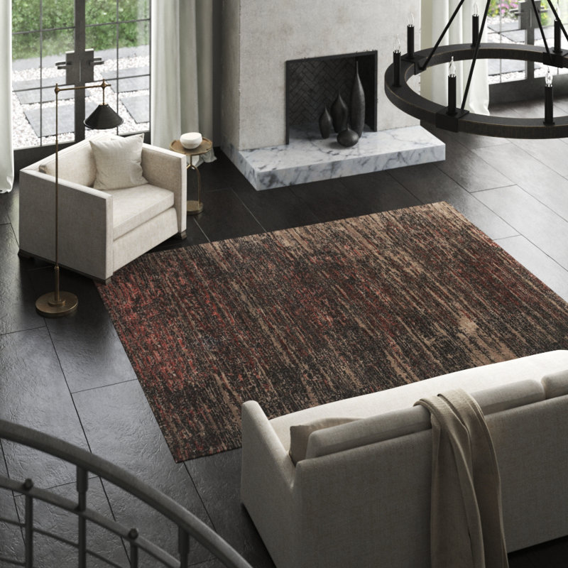 Bamboo Slat / Seagrass Abstract Area Rug, Rectangle 12' x 16'