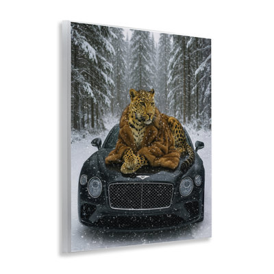 Plaque murale luxueuse «Leopard Winter Woods» par Grotto Studios
