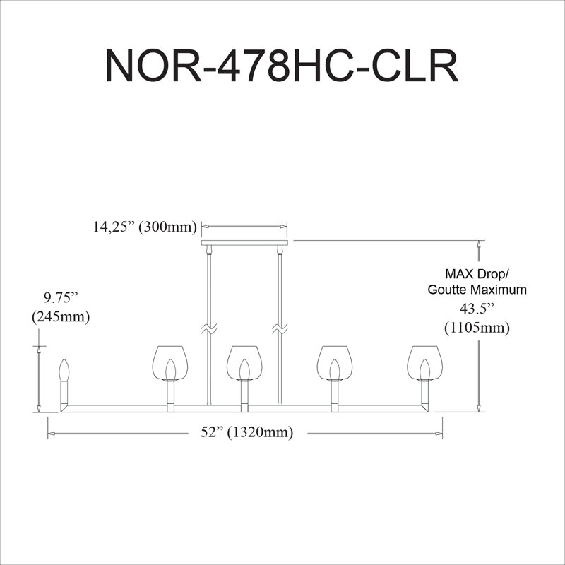 Lustre horizontal 8 lumières Nora