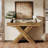 Farmhouse 55" Console Table, Wood Entryway Table with X-Shaped Legs