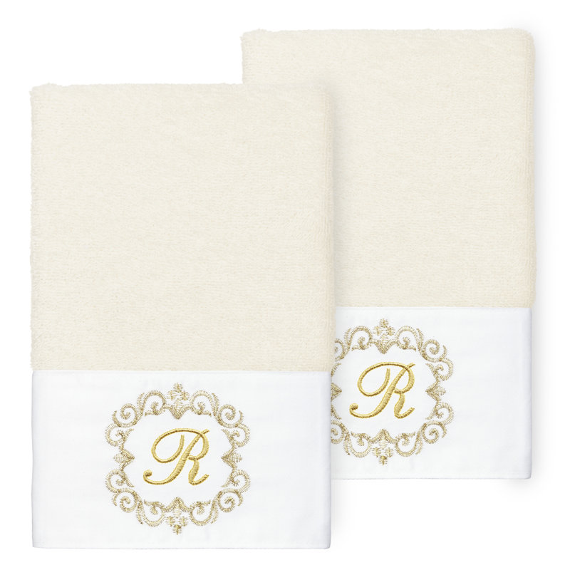 Winston Porter 100% Turkish Cotton MONICA 2PC Embellished Hand Towel Set, R