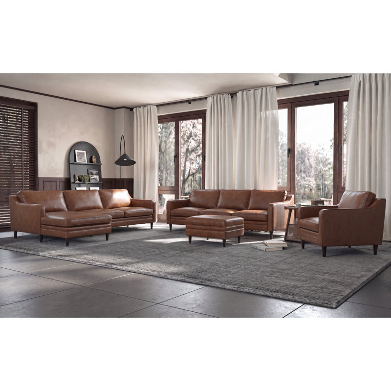 Canapé en cuir véritable Ashtabula