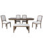 Ensemble de salle à manger extensible 6 pièces avec chaises et banc rembourrés Mack-2127279711