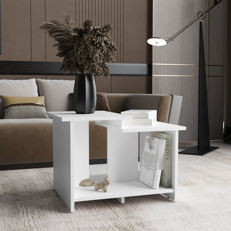 Table basse à tablette ouverte en blanc pour un salon attrayant avec des espaces polyvalents