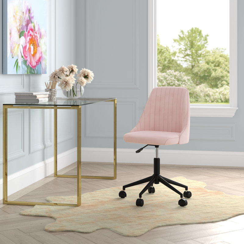 Chaise de travail en velours Anthonyville, Rose, Oui